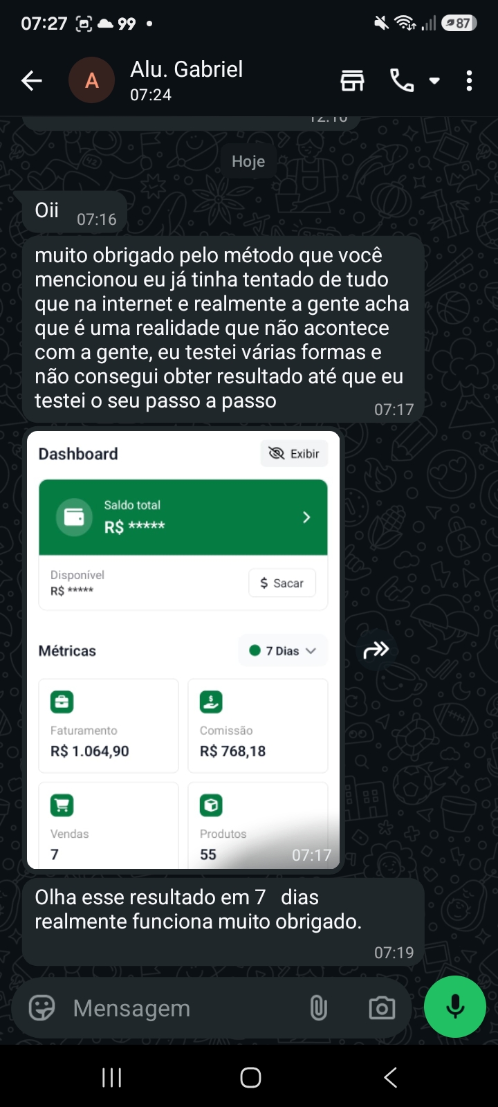 Depoimento de aluno sobre resultados com o Seja Produtor