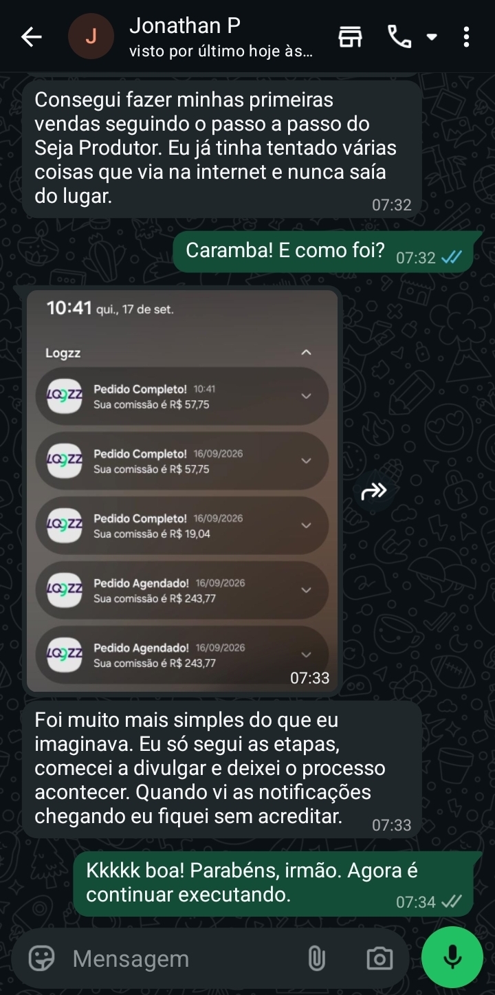 Depoimento de aluno sobre resultados com o Seja Produtor